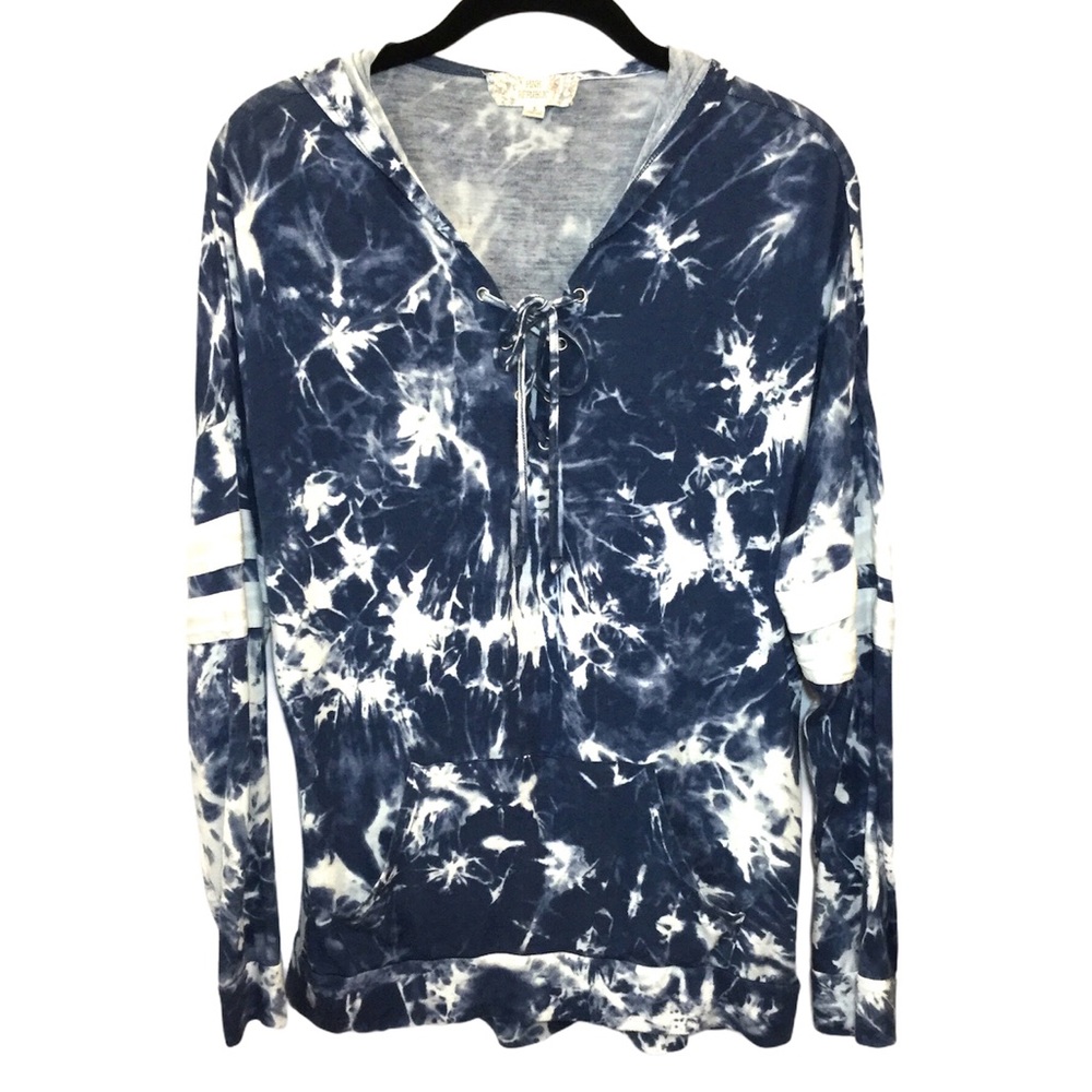 Pink Republic Navy & White Tie Dye Hoodie Large